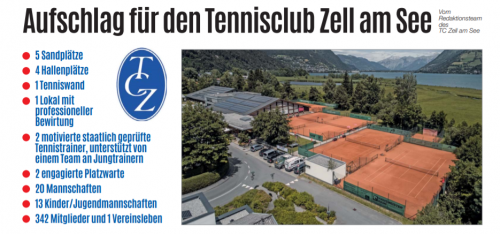 Aufschlag für den Tennisclub Zell am See in der neuen Ausgabe der Zeitschrift Salzburg Tennis 1/2021 